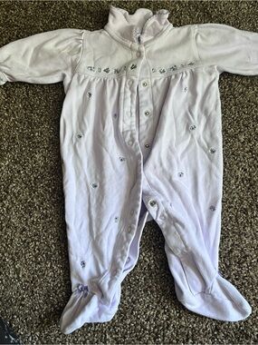 Carter's Lavender Footed One-Piece with Tiny Floral Embroidery